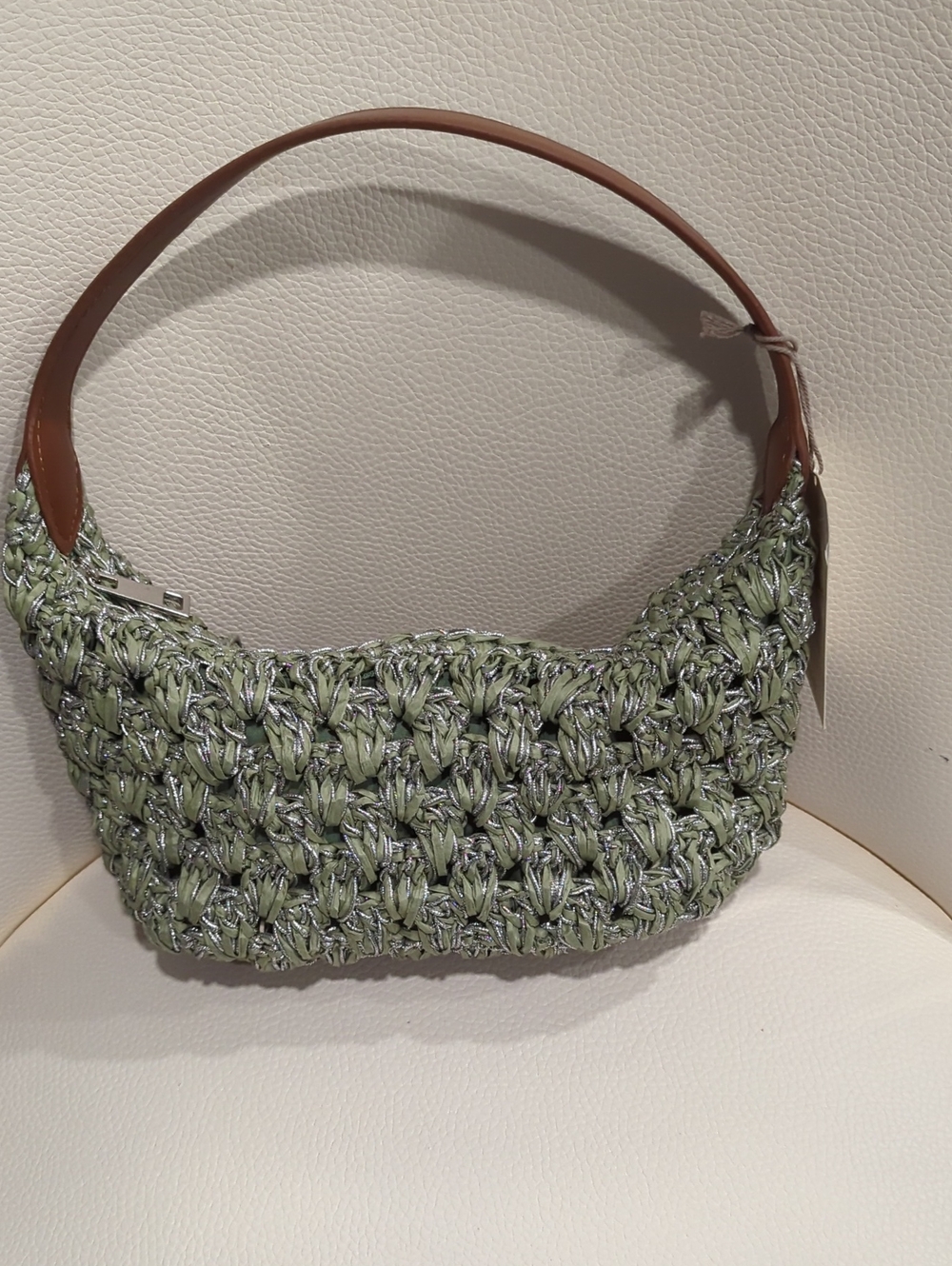 a new day Green Braided Shoulder Bag with Brown Handle